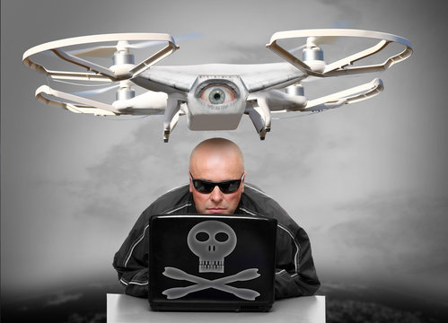 Dangerous Terrorist Or Spy As A Drone Operator Preparing Attack On Your Privacy And Life. 