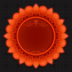 Vintage red floral frame design with copy space.