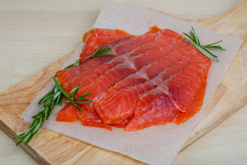 Sliced salmon