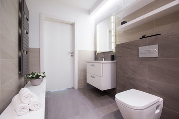 Spacious light bathroom