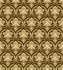 Seamless abstract flower yellow and brown geometric vector wallp