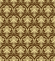 Seamless abstract flower yellow and brown geometric vector wallp