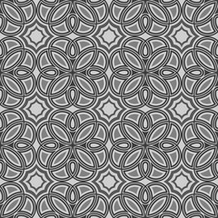 Seamless abstract flower monochrome geometric vector wallpaper.