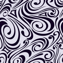 Abstract seamless curvy strokes vector wallpaper.