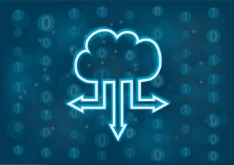 Cloud computing vector background. Concept of data transfer from the cloud. Generic digital background.