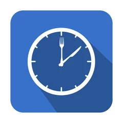 Tuinposter Icono cuadrado horario de comer con sombra azul © teracreonte