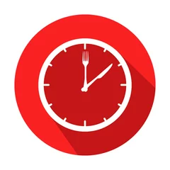 Deurstickers Icono redondo horario de comer con sombra rojo © teracreonte