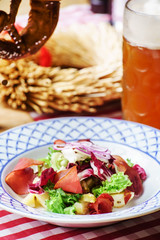 salad with ham