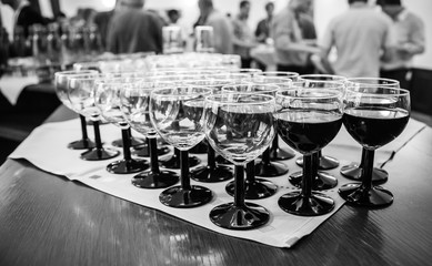 Glass with Wine, Black and White