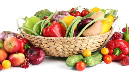 Foto op Plexiglas Heap of fresh fruits and vegetables  in basket close up © Africa Studio