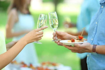 Gordijnen Guests drink champagne on wedding ceremony © Africa Studio
