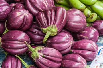 background of eggplant purple from street market