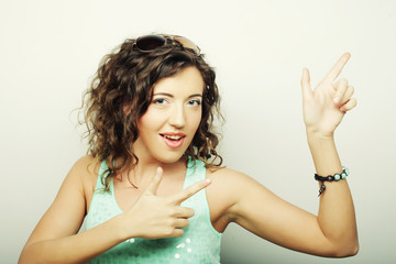  beautiful young woman showing thumbs up gesture