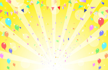 集中線 紙吹雪 風船 旗