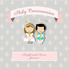 My first communion illustration over color background