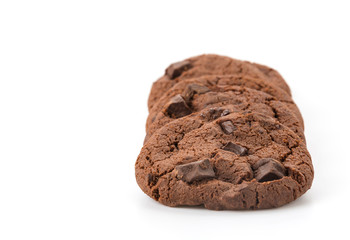 soft dark chocolate brownie cookies on white