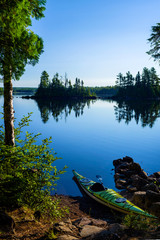 kayak, crescent lake morning