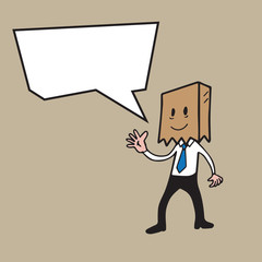 Bag man speech balloon