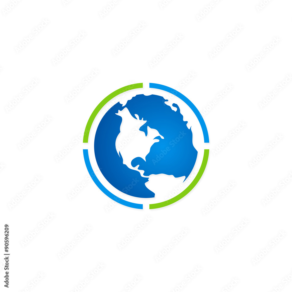 Wall mural globe earth map abstract vector logo