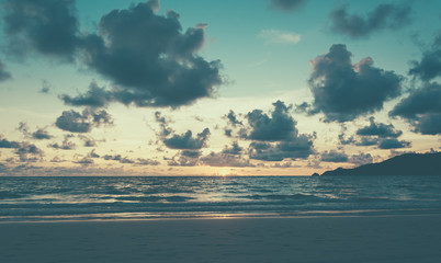 Beautiful twilight over the sea - soft focus with film filter