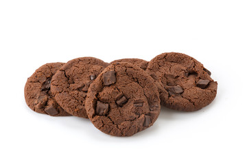 soft dark chocolate brownie cookies on white