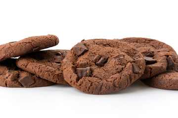 soft dark chocolate brownie cookies on white