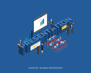 Flat 3d isometric vector illustration presentation concept design, Abstract urban modern style, high quality business series. 