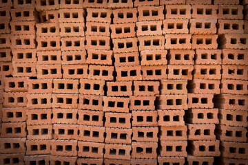 pile of brick block used for industrial in residential building