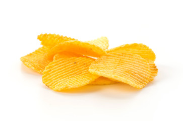 potato chips on white background