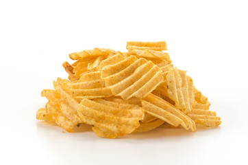 potato chips on white background