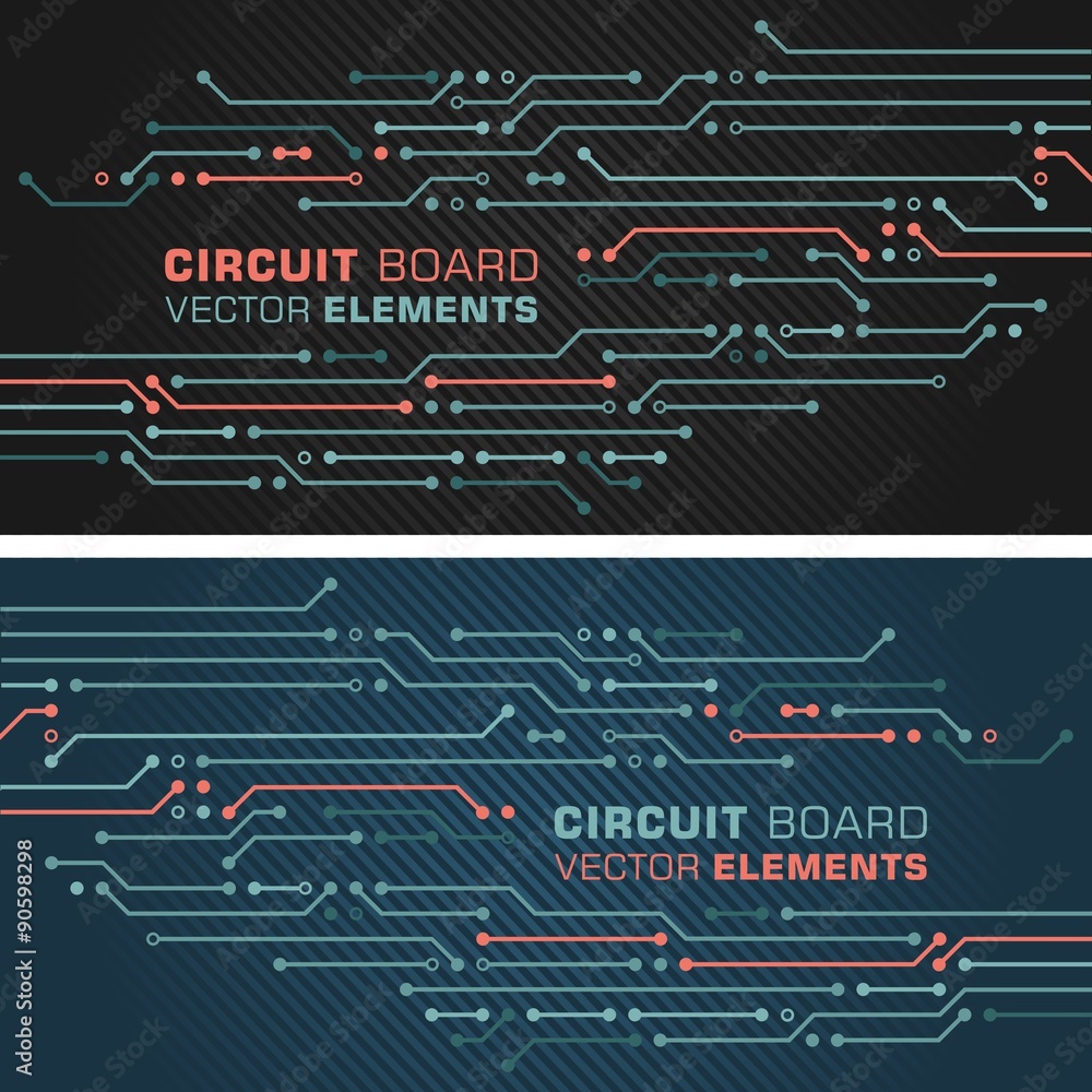 Poster circuit board vector decoration elements. ready to use in computer, it design projects. two color ve