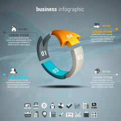 Business infographic made od 3D arrow.