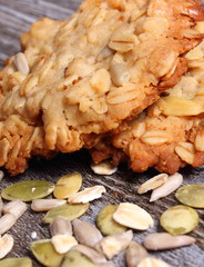 Oatmeal cookies on wooden background