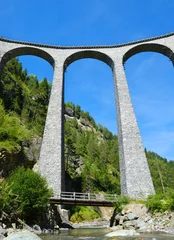 Fotobehang Landwasserviaduct Landwasserviaduct in Filisur - kanton Graubünden, Zwitserland