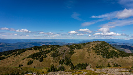 View from the top of Tod Mountain at an elevation of 2152 meters in the Shuswap Highlands of central British Columbia, Canada