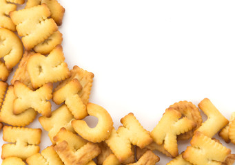 salted crackers or biscuit a b c shape