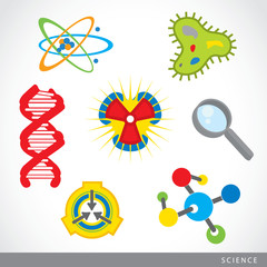 set of science stuff icon Lab cartoon vector