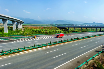 Highway and viaduct under the blue sky