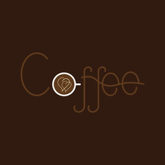 Coffee lettering with coffee cup