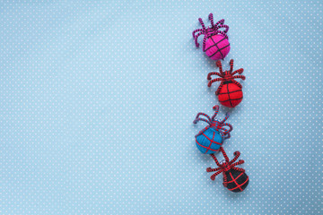 Spider walk with space on blue background