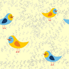 Bird tracks in sand a seamless pattern. Vector background of lov
