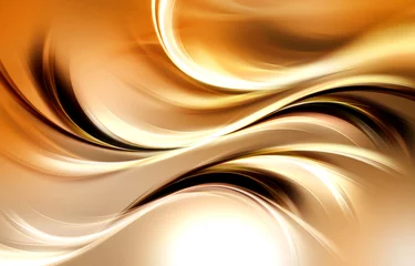 Peel and stick wall murals Fractal waves Gold Abstract Waves Art Light Background