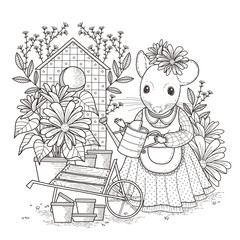 adorable mouse coloring page