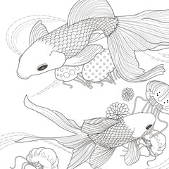 adorable golden fish coloring page