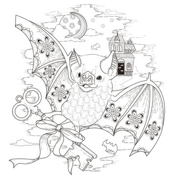 Lovely Bat Coloring Page