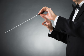 Orchestra Conductor Holding Baton