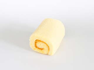 Roll pastry orange marmalade on White paper Background