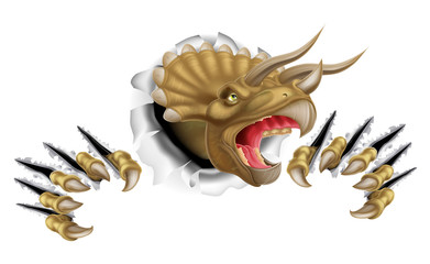 Triceratops Dinosaur Breaking Through