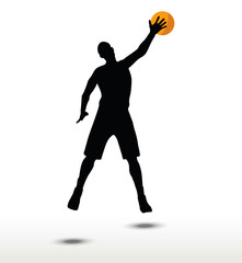 Fototapeta na wymiar basketball player slhouette in slam pose