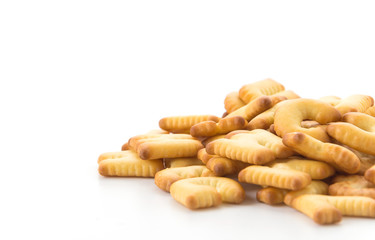 salted crackers or biscuit a b c shape